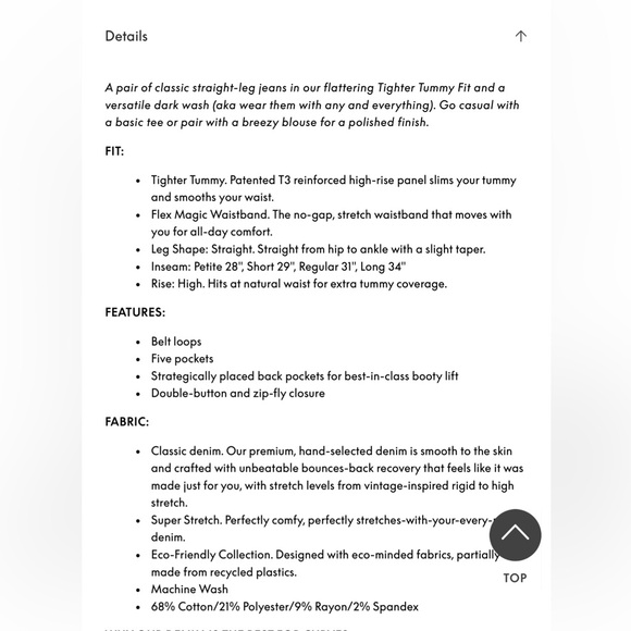 NWT Lane Bryant Tighter Tummy Fit High-Rise Straight Jean, Size 20, Dark Denim - Picture 6 of 11